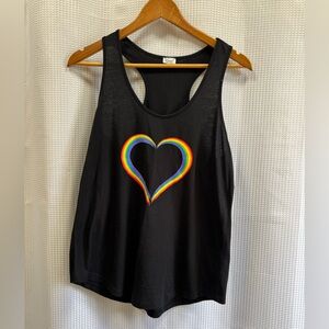 Kismet Black Tank Top with Rainbow Heart - size medium